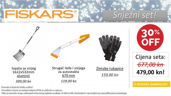 FISKARS Snježni set  (lopata+strugač+rukavice)